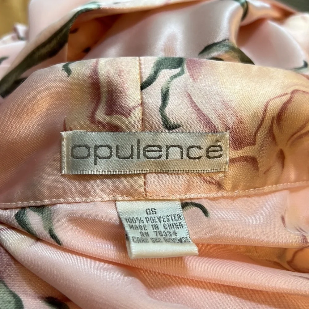 Opulent Pink Floral Rose Kimono Sytle Satiny Wrap Robe OS